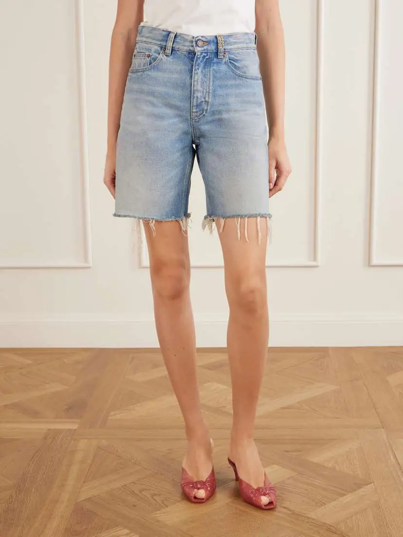 Chloé Frayed Denim Shorts | Thumbnail 3 Chloé Frayed Denim Shorts | Thumbnail 3