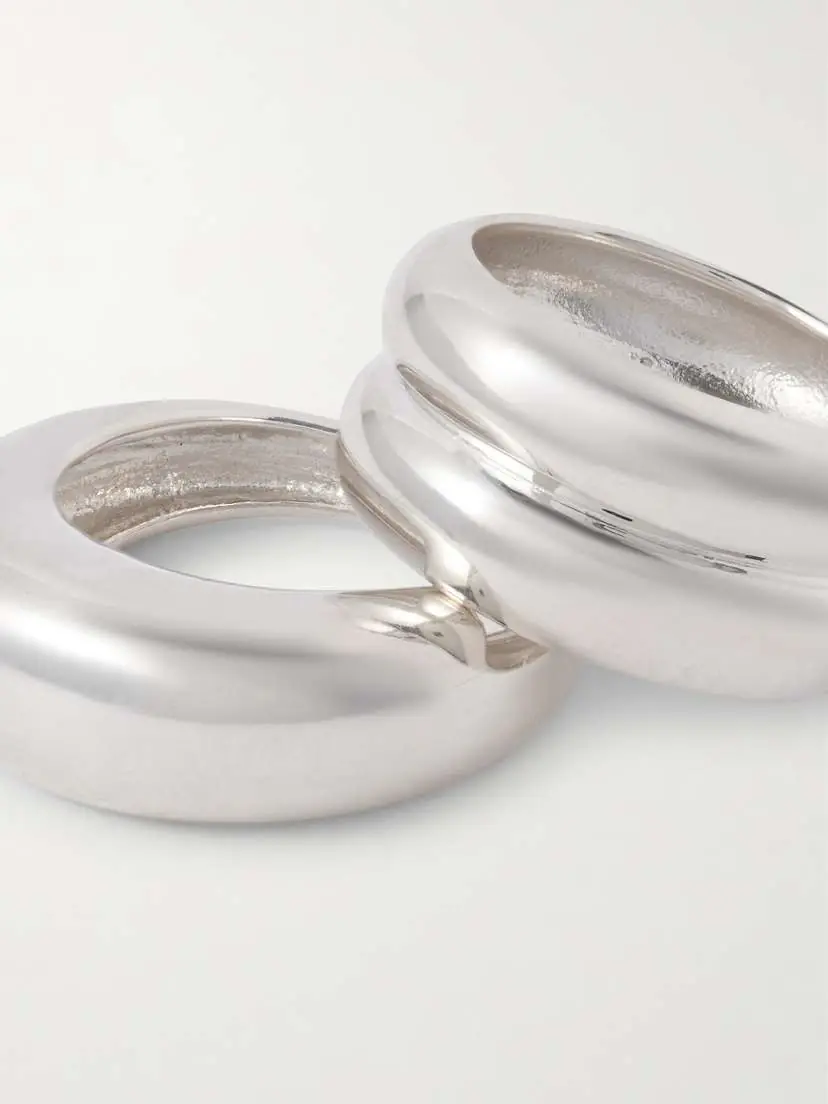 AGMES Set Of Two Recycled Sterling Silver Rings | Thumbnail 3 AGMES Set Of Two Recycled Sterling Silver Rings | Thumbnail 3