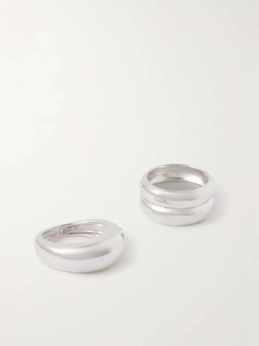 AGMES Set Of Two Recycled Sterling Silver Rings | Thumbnail 4 AGMES Set Of Two Recycled Sterling Silver Rings | Thumbnail 4