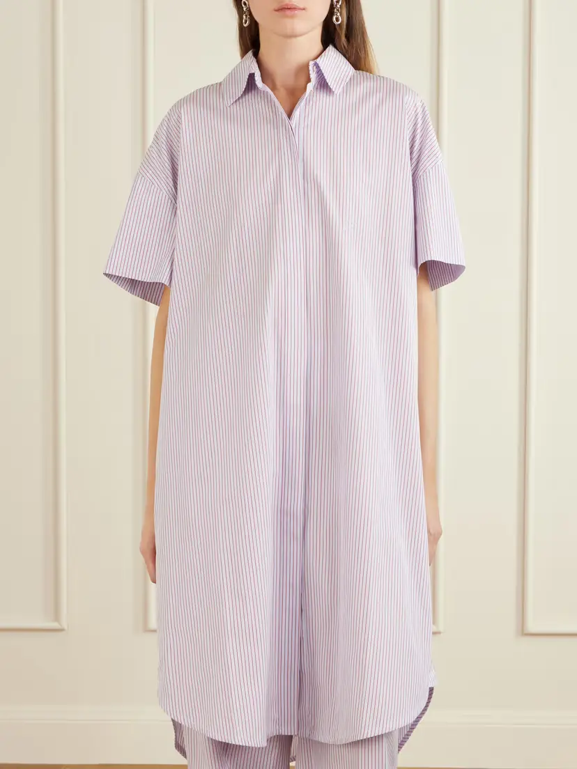 RÙADH Anu Embroidered Striped Organic Cotton-poplin Midi Shirt Dress | Thumbnail 3 RÙADH Anu Embroidered Striped Organic Cotton-poplin Midi Shirt Dress | Thumbnail 3