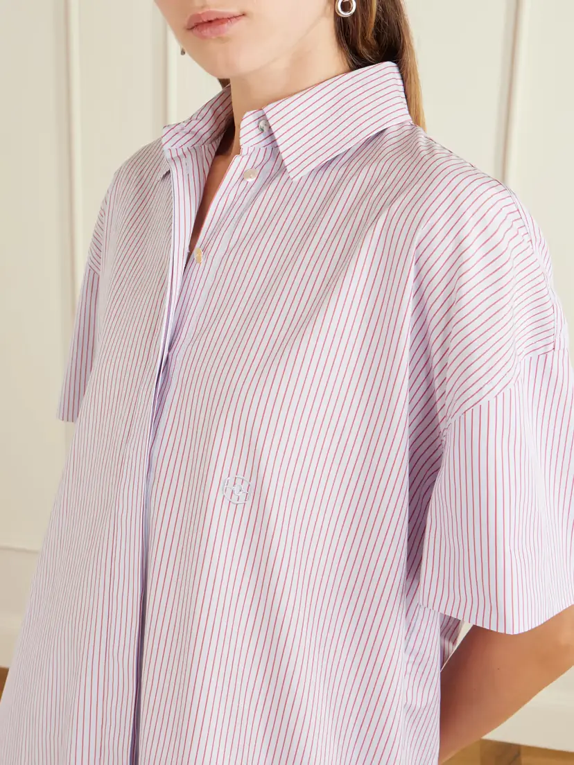 RÙADH Anu Embroidered Striped Organic Cotton-poplin Midi Shirt Dress | Thumbnail 5 RÙADH Anu Embroidered Striped Organic Cotton-poplin Midi Shirt Dress | Thumbnail 5