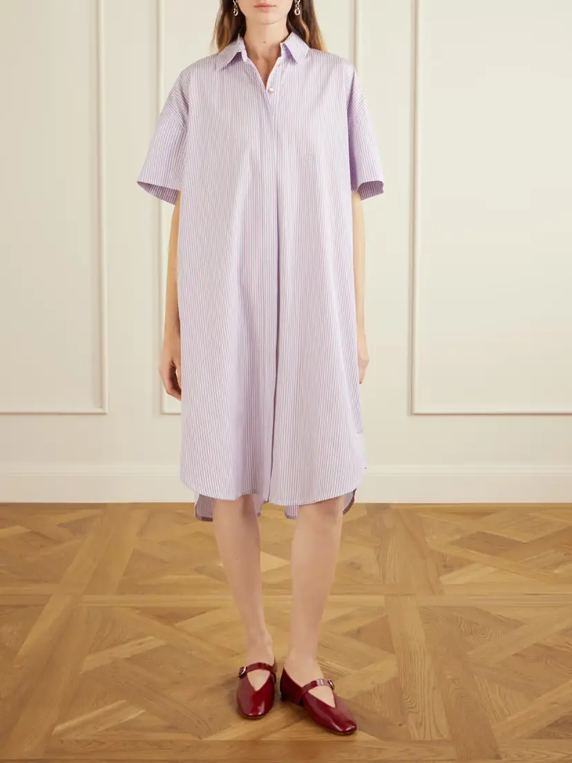 RÙADH Anu Embroidered Striped Organic Cotton-poplin Midi Shirt Dress | Thumbnail 6 RÙADH Anu Embroidered Striped Organic Cotton-poplin Midi Shirt Dress | Thumbnail 6