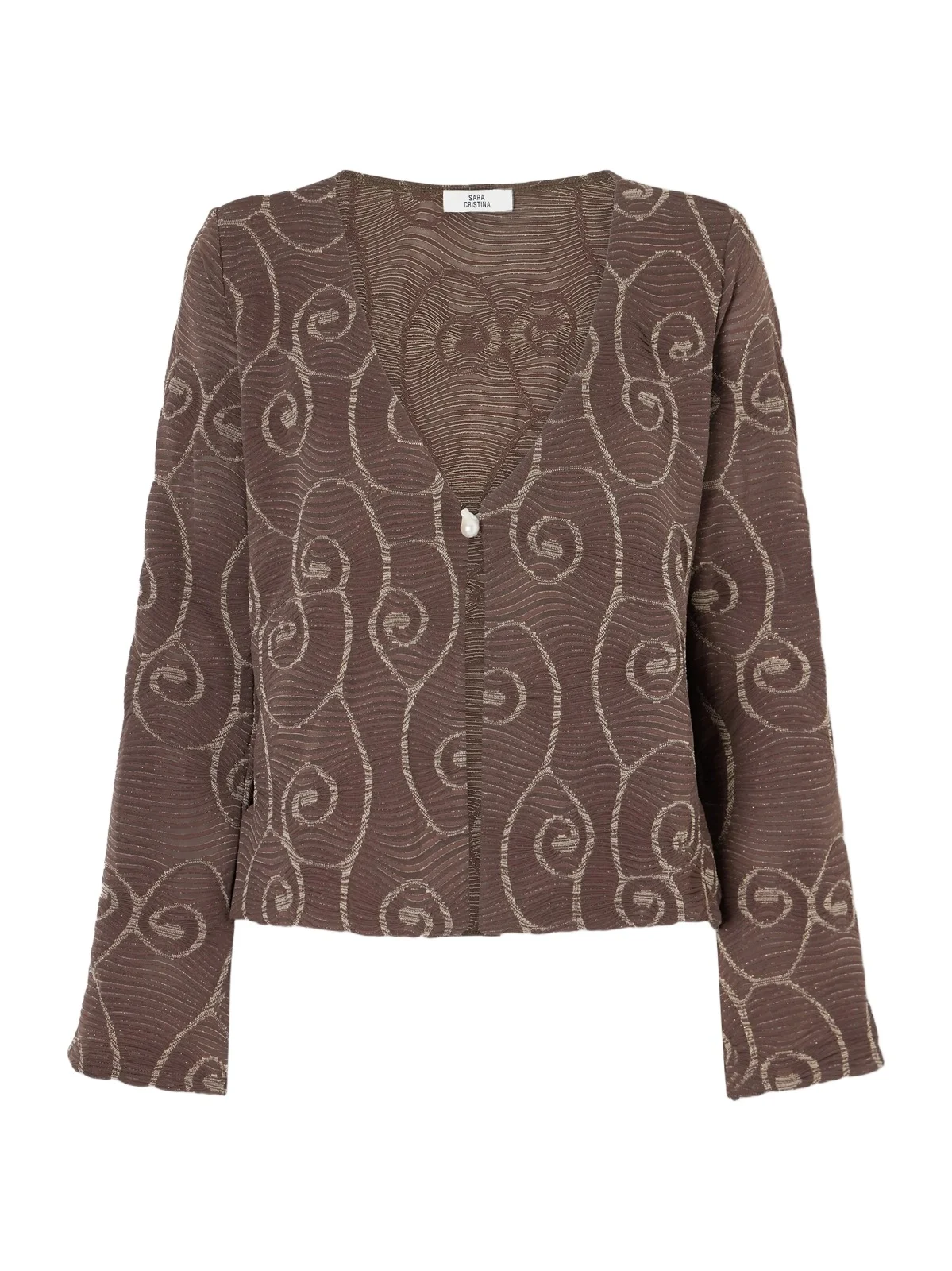 SARA CRISTINA Arerna Textured Metallic Knitted Cardigan