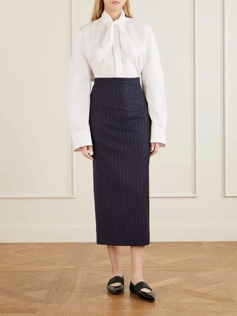 Givenchy Striped Wool Midi Skirt | Thumbnail 2 Givenchy Striped Wool Midi Skirt | Thumbnail 2