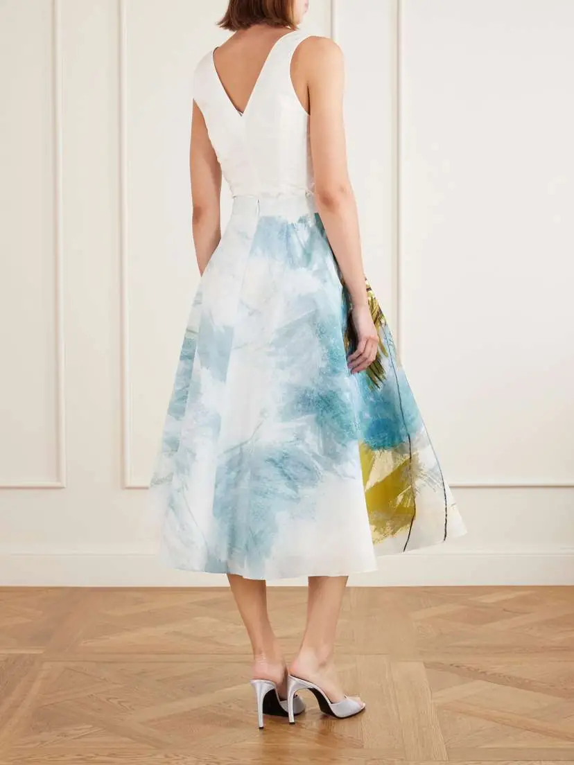 Oscar de la Renta All Over Beach Printed Cotton-blend Poplin Midi Skirt | Thumbnail 3 Oscar de la Renta All Over Beach Printed Cotton-blend Poplin Midi Skirt | Thumbnail 3