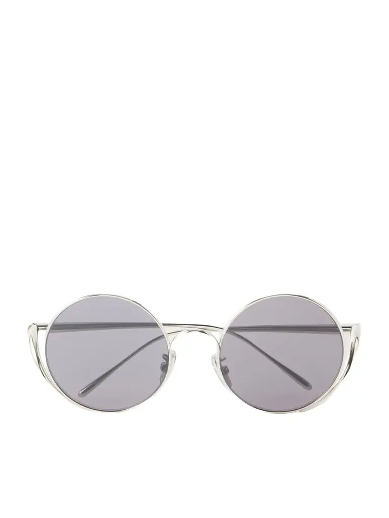 Round-frame Silver-tone Sunglasses