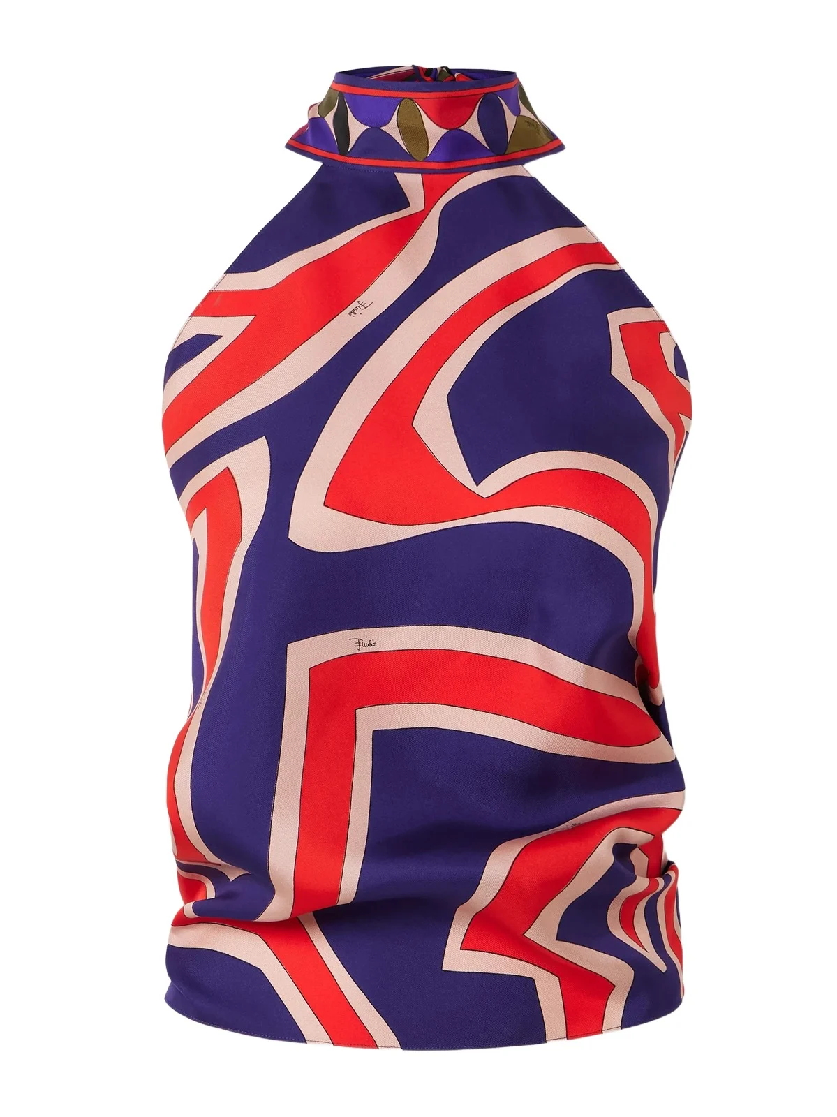 Printed Silk-twill Halterneck Top