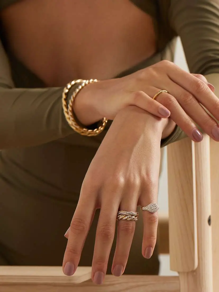 David Yurman Mini Chevron 18-karat Gold Diamond Pinky Ring | Thumbnail 5