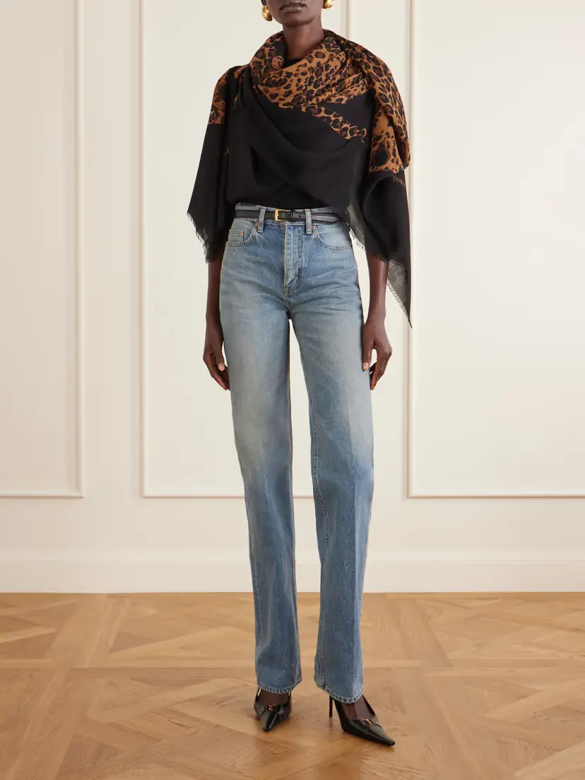 Saint Laurent Etolel-leopard Frayed Printed Wool-twill Scarf | Thumbnail 2 Saint Laurent Etolel-leopard Frayed Printed Wool-twill Scarf | Thumbnail 2
