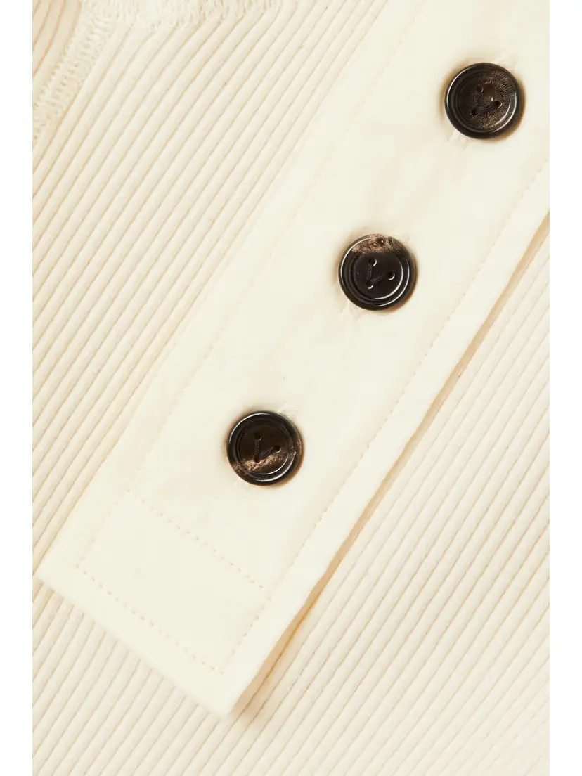 Bottega Veneta Ribbed Stretch-cotton Henley Top | Thumbnail 4 Bottega Veneta Ribbed Stretch-cotton Henley Top | Thumbnail 4
