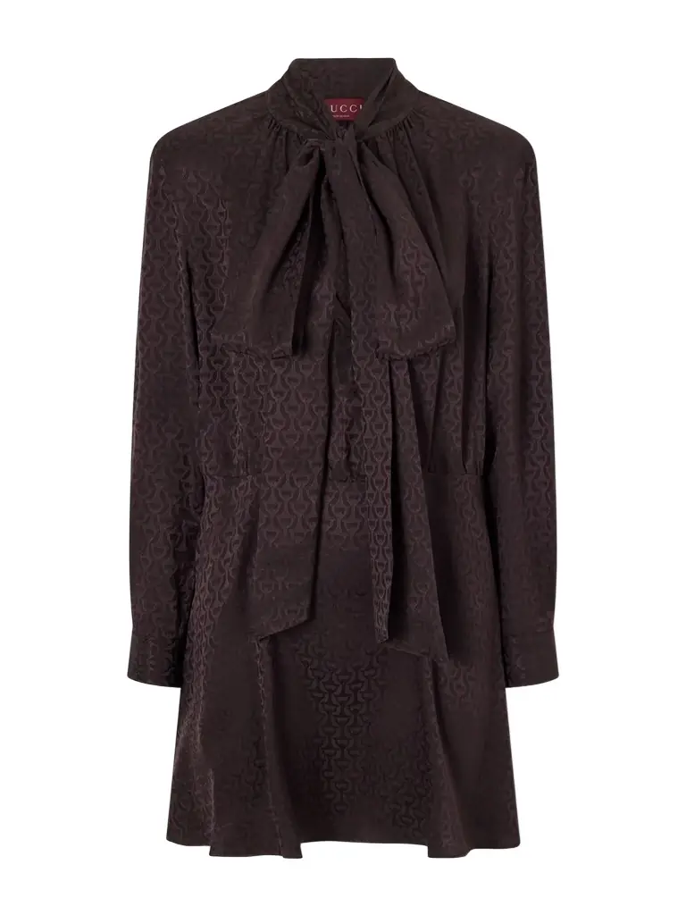 Gucci Pussy-bow Silk-jacquard Mini Dress | Image 1 Gucci Pussy-bow Silk-jacquard Mini Dress | Image 1