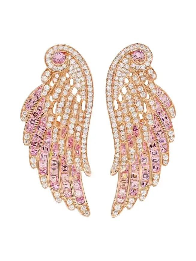 Wings Embrace 18-karat Rose Gold, Sapphire And Diamond Earrings