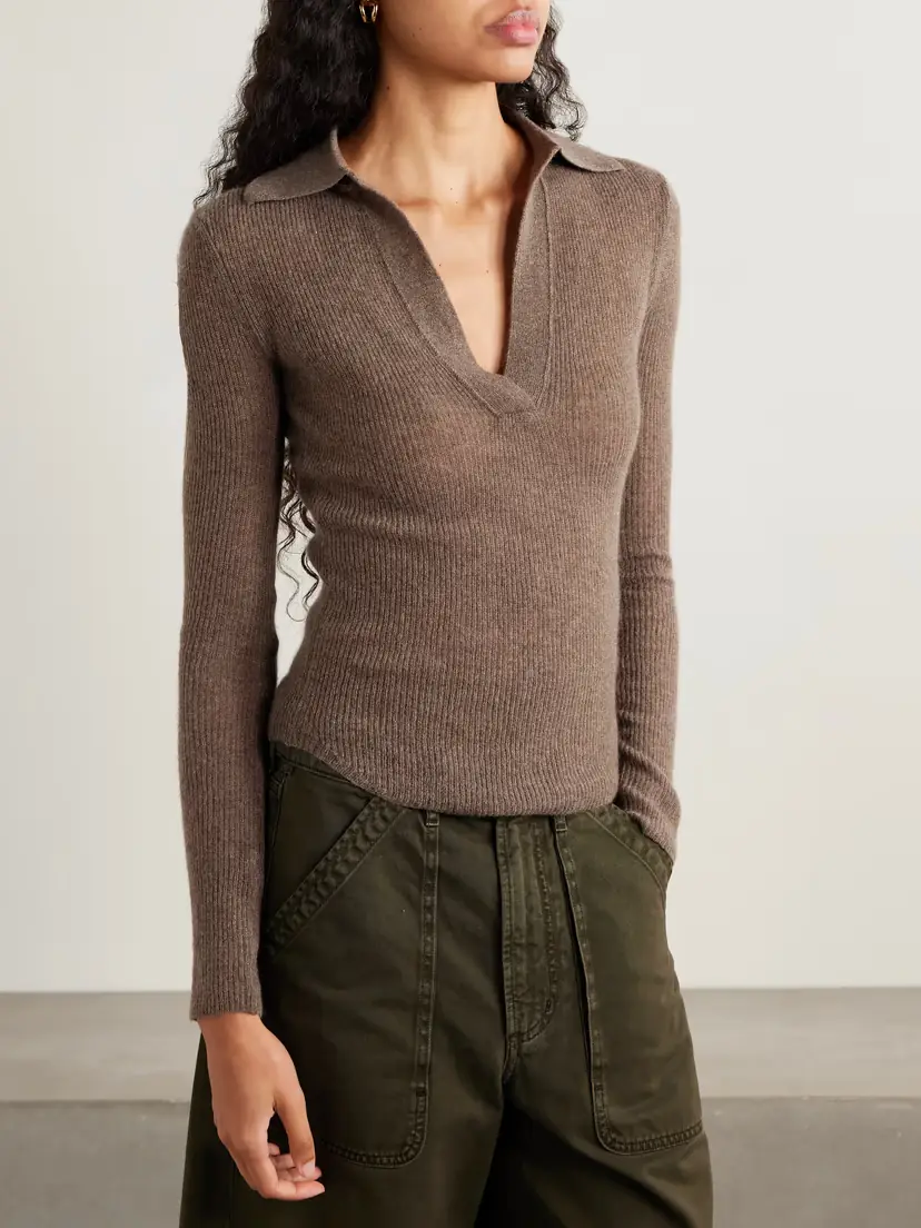 Citizens of Humanity Simone Ribbed Wool And Cashmere-blend Polo Sweater | Thumbnail 3 Citizens of Humanity Simone Ribbed Wool And Cashmere-blend Polo Sweater | Thumbnail 3