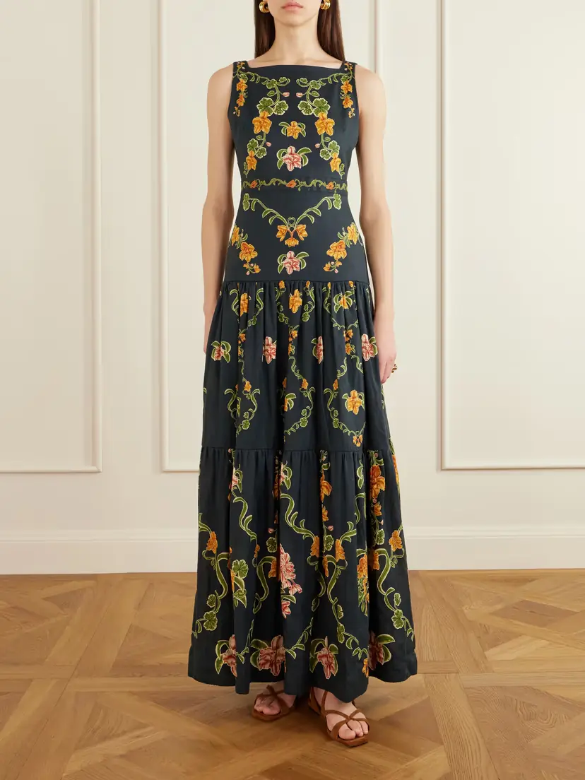 Agua by Agua Bendita Abeja Floral-print Linen Maxi Dress | Thumbnail 3 Agua by Agua Bendita Abeja Floral-print Linen Maxi Dress | Thumbnail 3