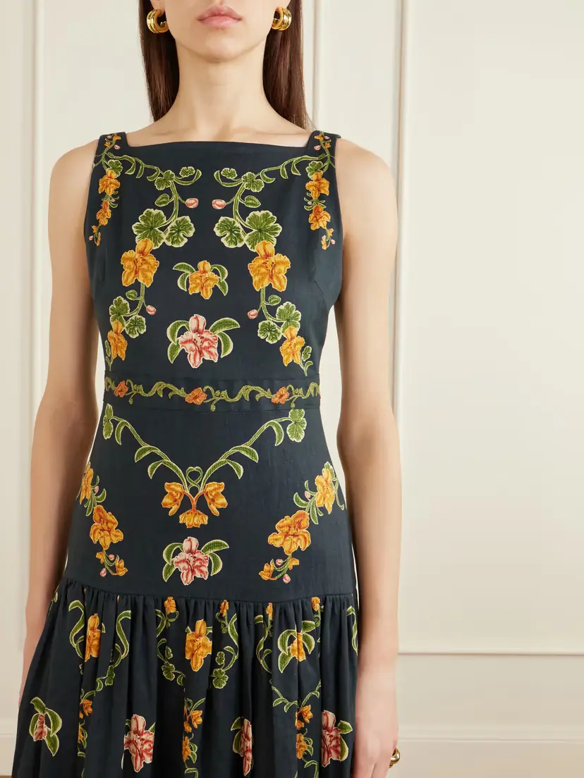 Agua by Agua Bendita Abeja Floral-print Linen Maxi Dress | Thumbnail 5 Agua by Agua Bendita Abeja Floral-print Linen Maxi Dress | Thumbnail 5