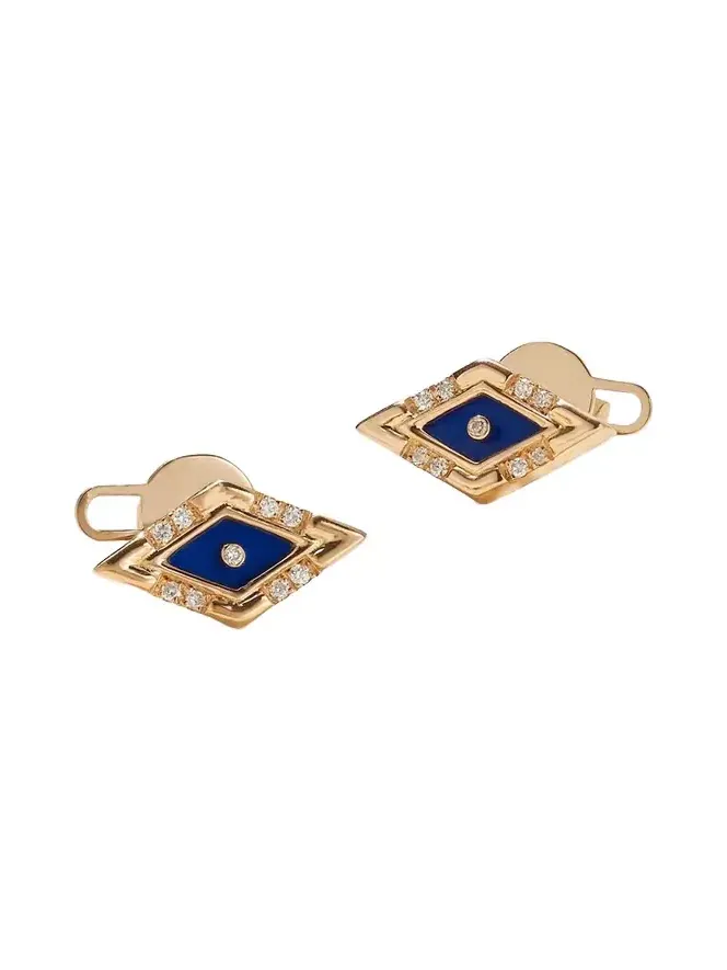 Mini Eye 18-karat Gold, Lapis Lazuli And Diamond Earrings - Blue Mini Eye 18-karat Gold, Lapis Lazuli And Diamond Earrings - Blue
