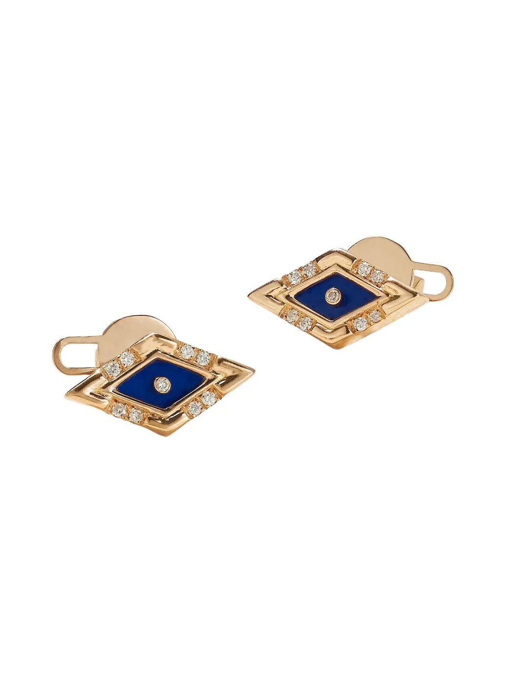 Mini Eye 18-karat Gold, Lapis Lazuli And Diamond Earrings - Blue