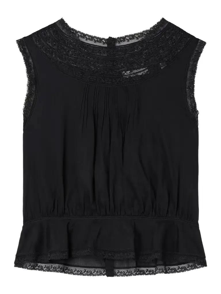 DÔEN Lilibet Lace-trimmed Pintucked Organic Cotton-voile Top | Image 1 DÔEN Lilibet Lace-trimmed Pintucked Organic Cotton-voile Top | Image 1