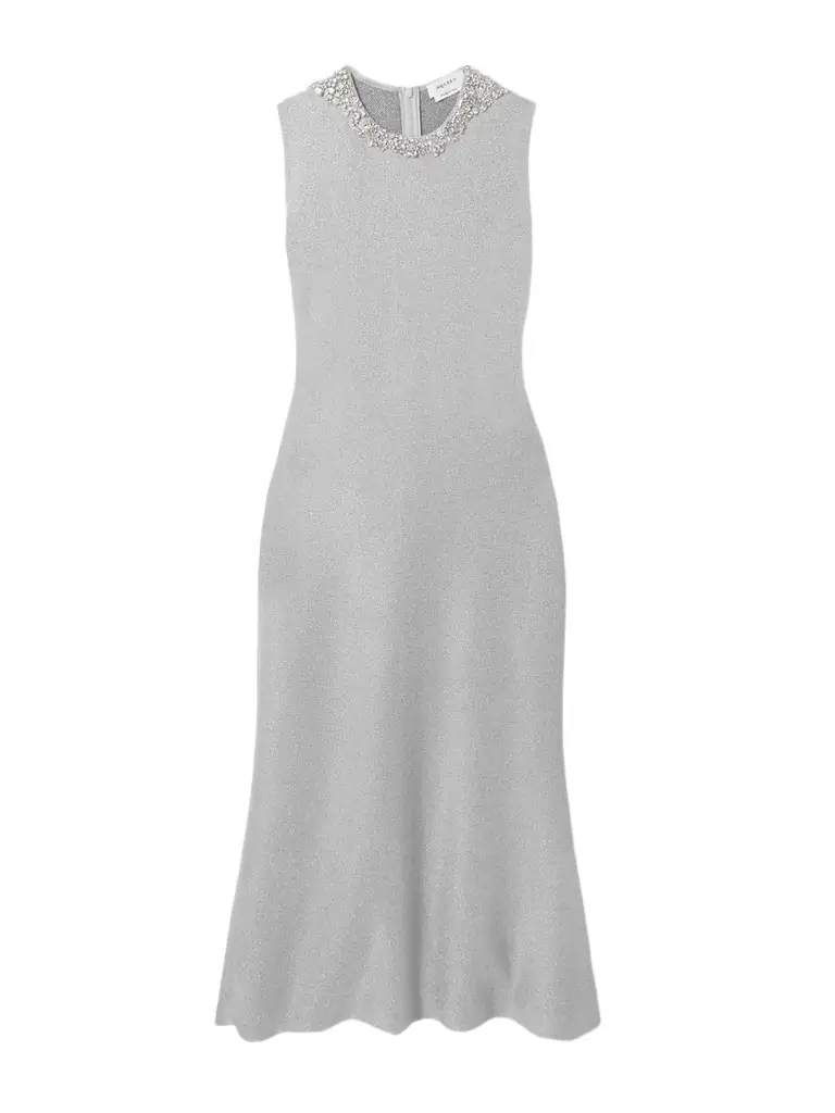 McQueen Embellished Metallic Stretch-knit Midi Dress | Image 1 McQueen Embellished Metallic Stretch-knit Midi Dress | Image 1