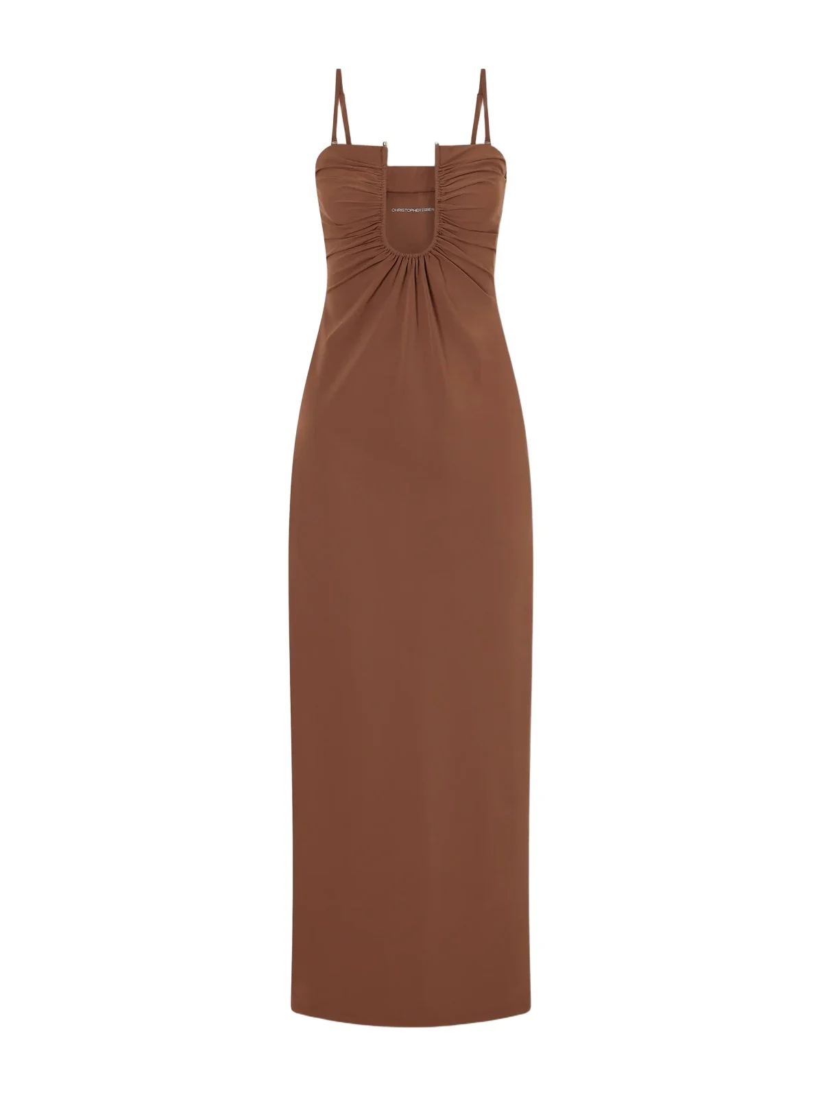 Arced Ruched Satin Maxi Dress Arced Ruched Satin Maxi Dress