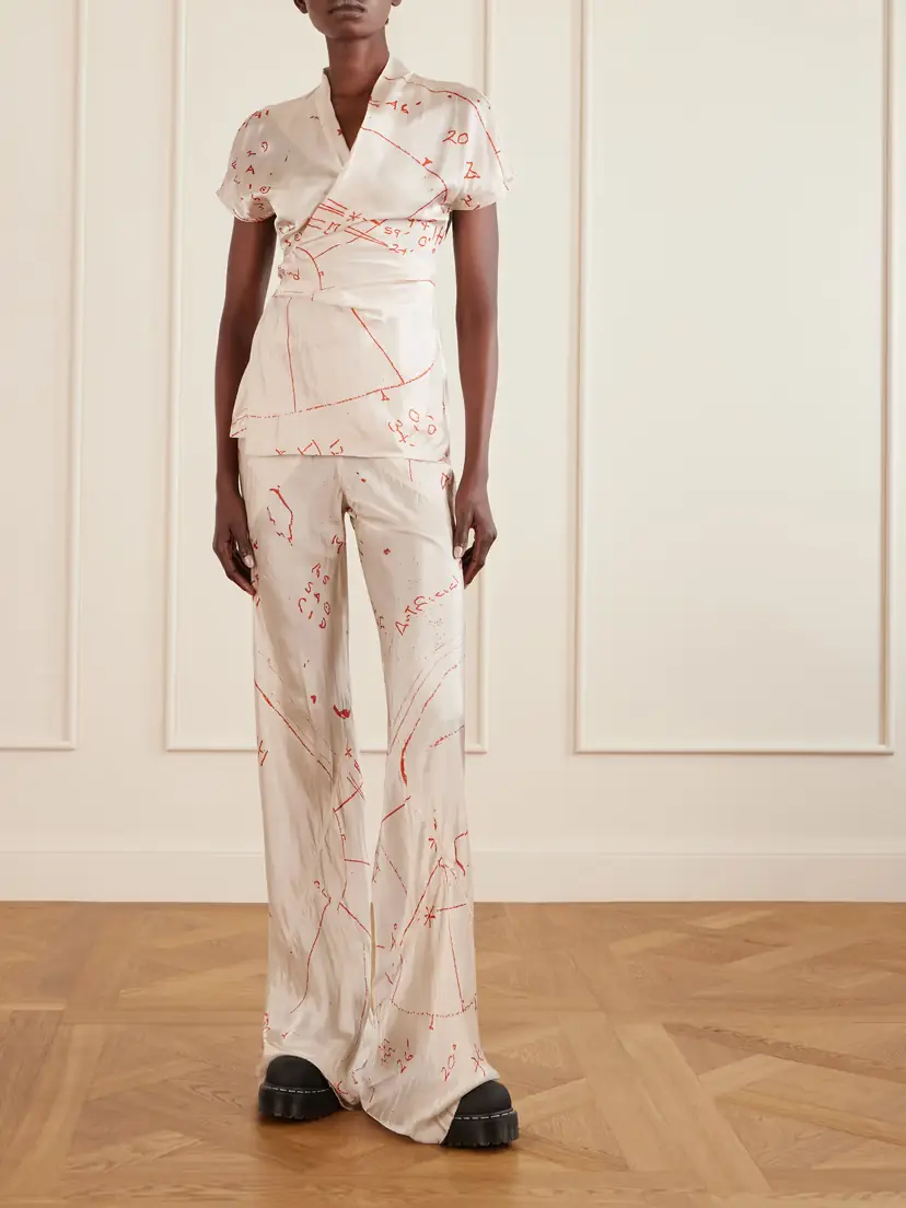 Rick Owens Printed Satin-twill Wrap Top | Thumbnail 2