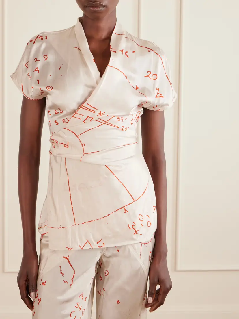 Rick Owens Printed Satin-twill Wrap Top | Thumbnail 3