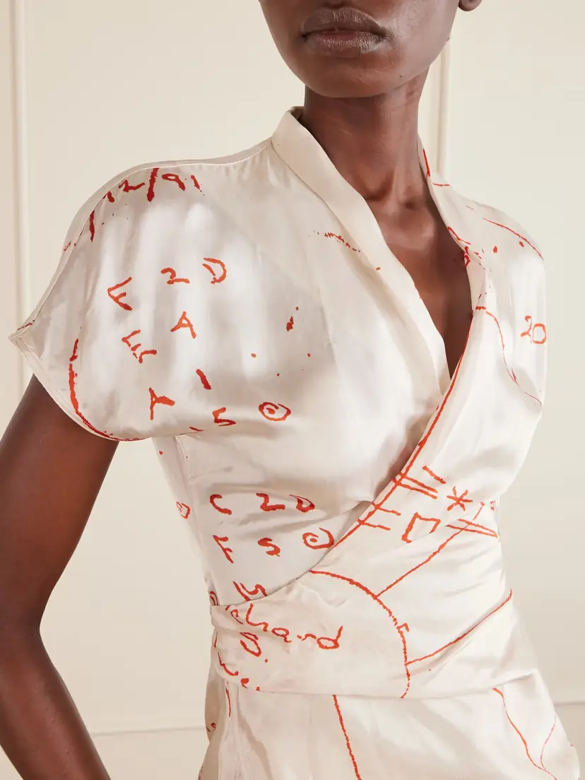 Rick Owens Printed Satin-twill Wrap Top | Thumbnail 5