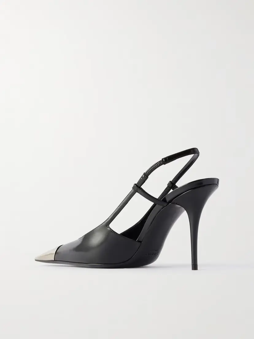 Saint Laurent Jeanne Embellished Glossed-leather Slingback Pumps | Thumbnail 3 Saint Laurent Jeanne Embellished Glossed-leather Slingback Pumps | Thumbnail 3