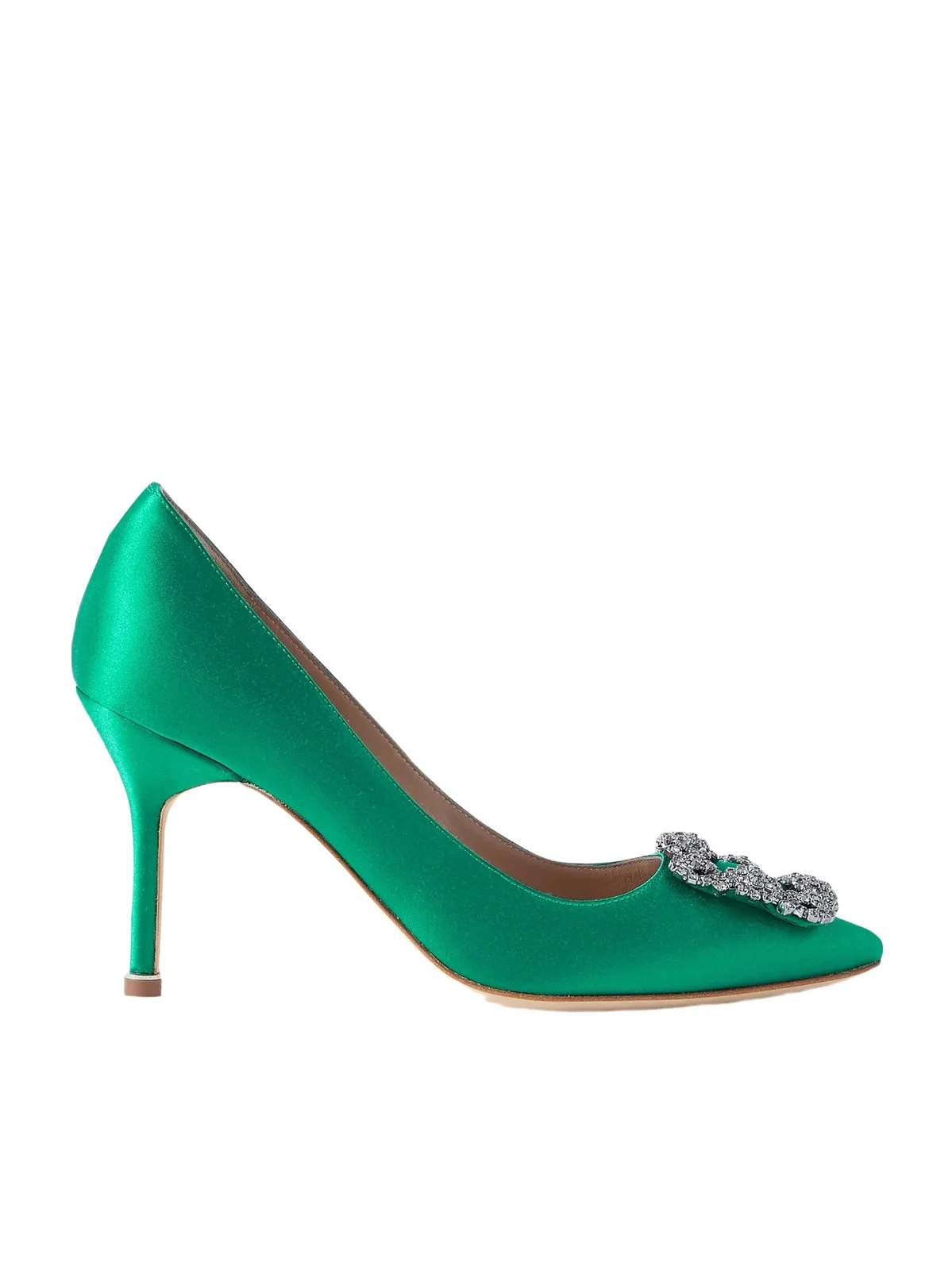 Manolo Blahnik Hangisi 90 Crystal-embellished Satin Pumps