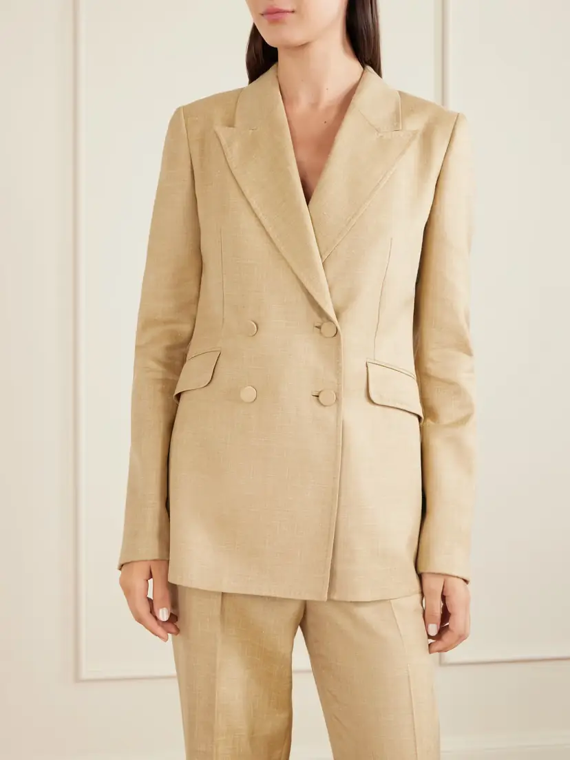 Gabriela Hearst Angela Double-breasted Wool, Silk And Linen-blend Blazer | Thumbnail 3