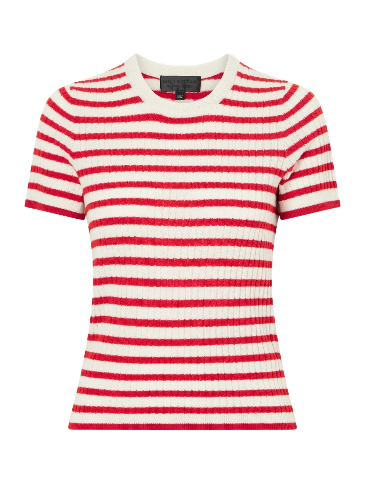 Nili Lotan Alita Striped Cashmere T-shirt