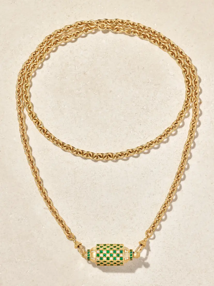 Marie Lichtenberg Check Locket 18-karat Gold, Emerald And Diamond Necklace - Green | Thumbnail 4 Marie Lichtenberg Check Locket 18-karat Gold, Emerald And Diamond Necklace - Green | Thumbnail 4