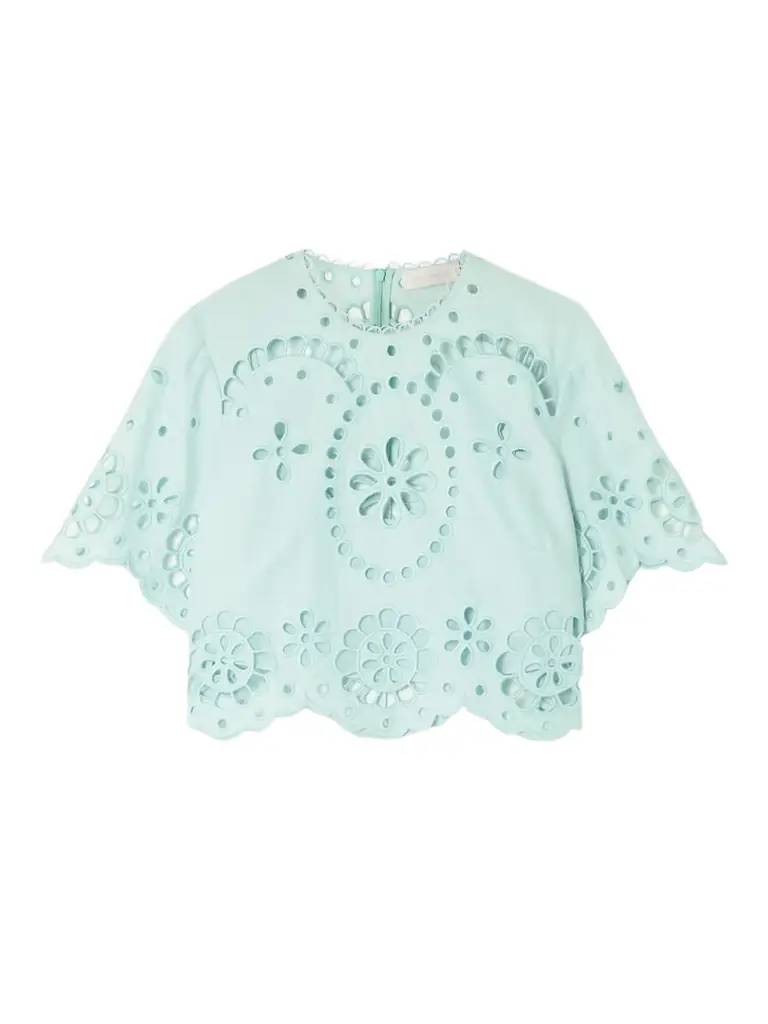 Zimmermann Awaken Cropped Broderie Anglaise Linen Top | Image 1 Zimmermann Awaken Cropped Broderie Anglaise Linen Top | Image 1