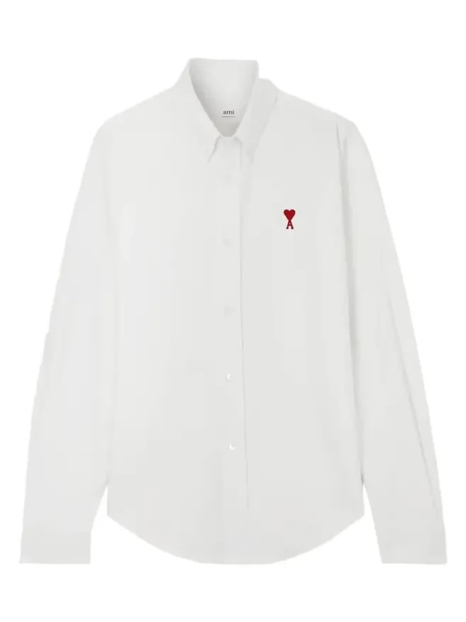 AMI PARIS Adc Embroidered Cotton Oxford Shirt