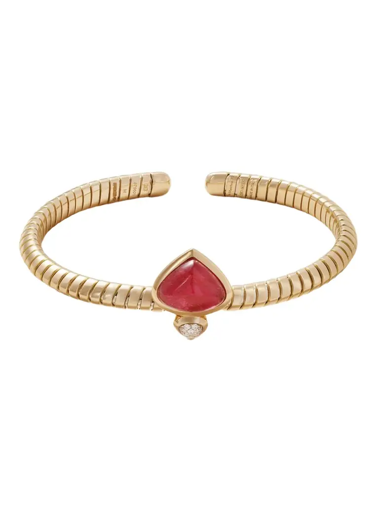 Marina B 18-karat Gold Rubellite And Diamond Cuff | Image 1 Marina B 18-karat Gold Rubellite And Diamond Cuff | Image 1