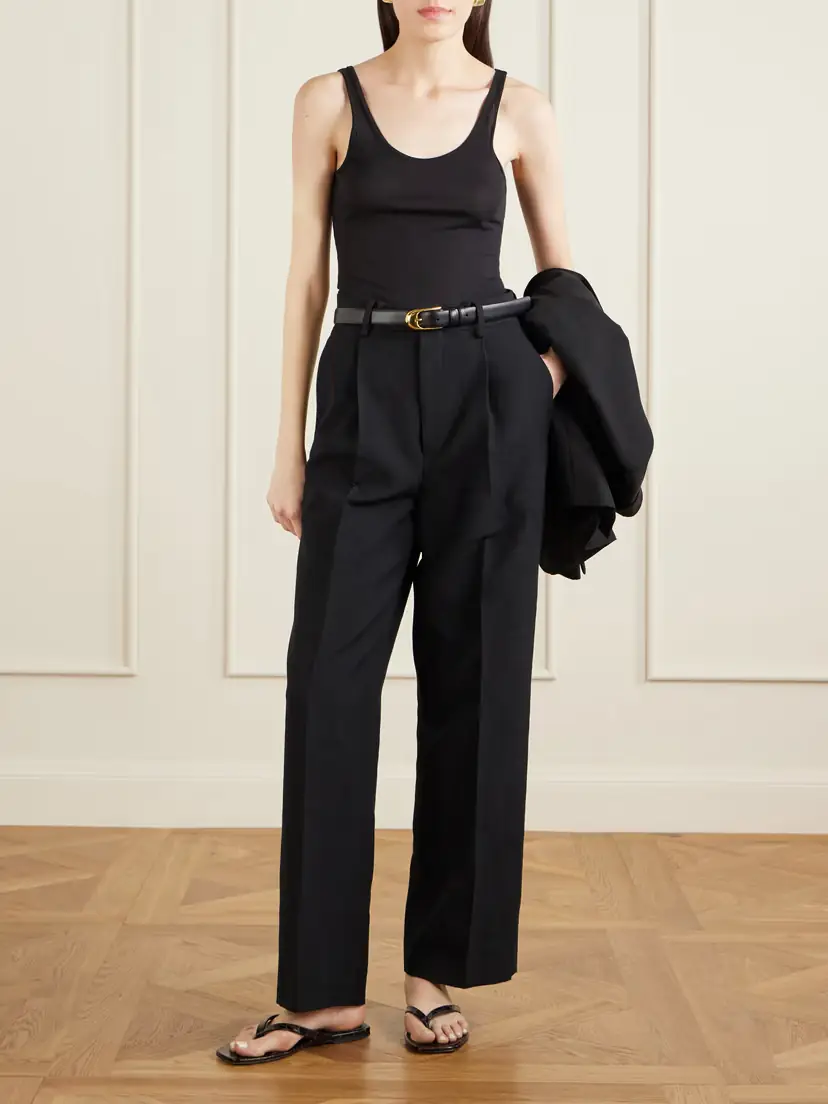 Auralee Pleated Wool, Cotton And Linen-blend Oxford Wide-leg Pants | Thumbnail 2