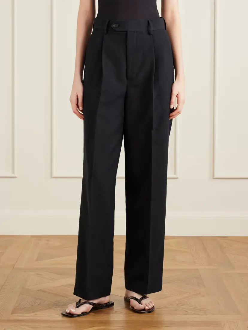 Auralee Pleated Wool, Cotton And Linen-blend Oxford Wide-leg Pants | Thumbnail 3