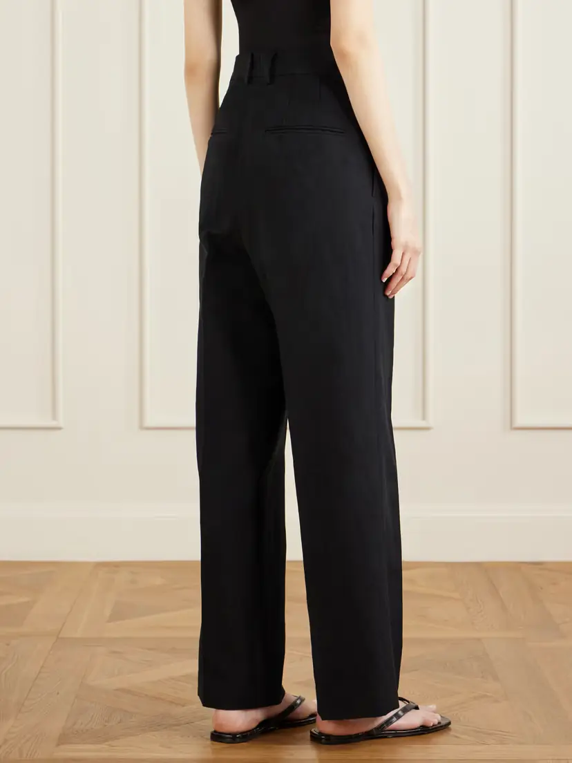 Auralee Pleated Wool, Cotton And Linen-blend Oxford Wide-leg Pants | Thumbnail 4