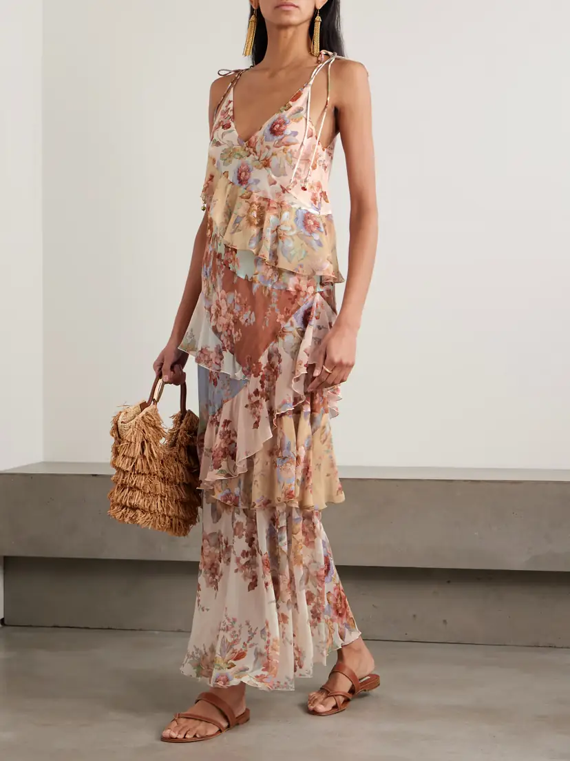 Zimmermann Awaken Ruffled Floral-print Cotton And Silk-blend Crepe De Chine Maxi Dress | Thumbnail 2 Zimmermann Awaken Ruffled Floral-print Cotton And Silk-blend Crepe De Chine Maxi Dress | Thumbnail 2