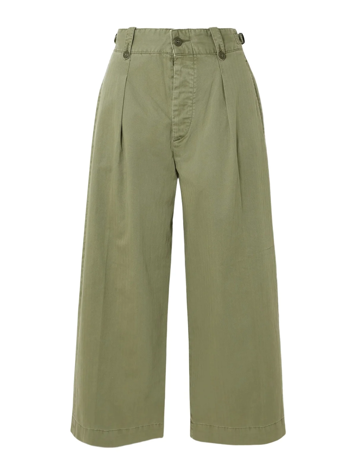 Kyle Pleated Herringone Cotton Wide-leg Pants Kyle Pleated Herringone Cotton Wide-leg Pants