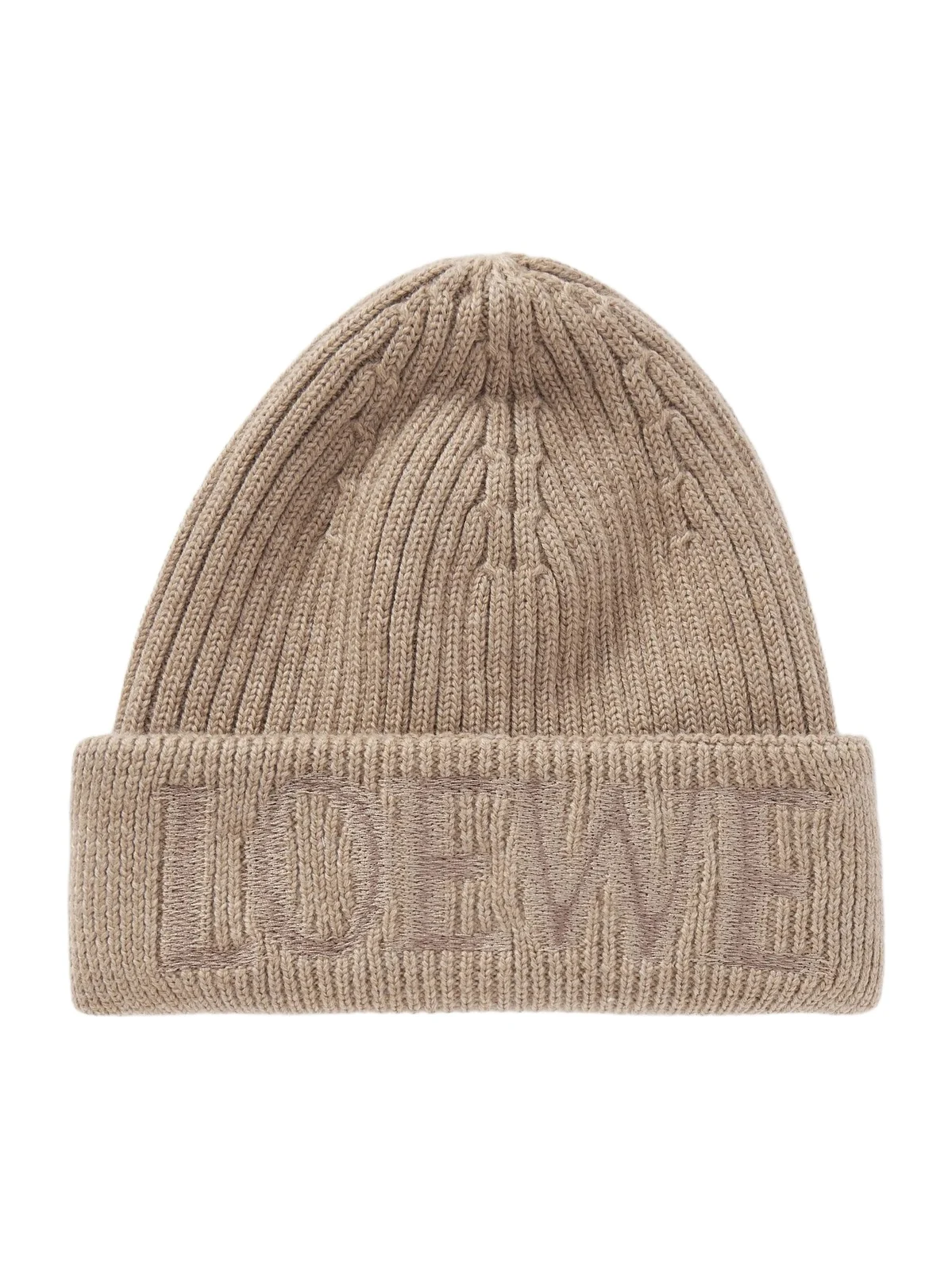 Embroidered Ribbed Wool Beanie