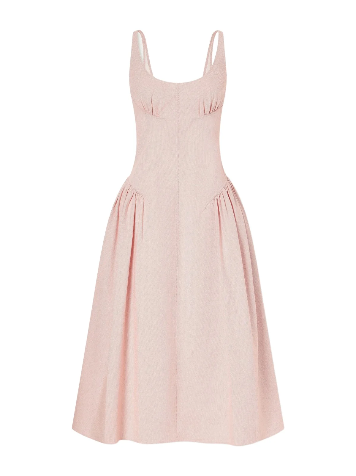 Solira Gathered Striped Cotton-blend Seersucker Midi Dress