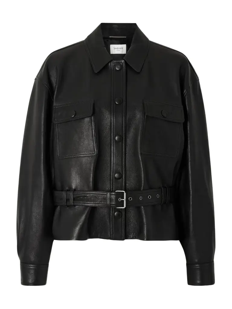 Saint Laurent Belted Leather Jacket | Image 1 Saint Laurent Belted Leather Jacket | Image 1