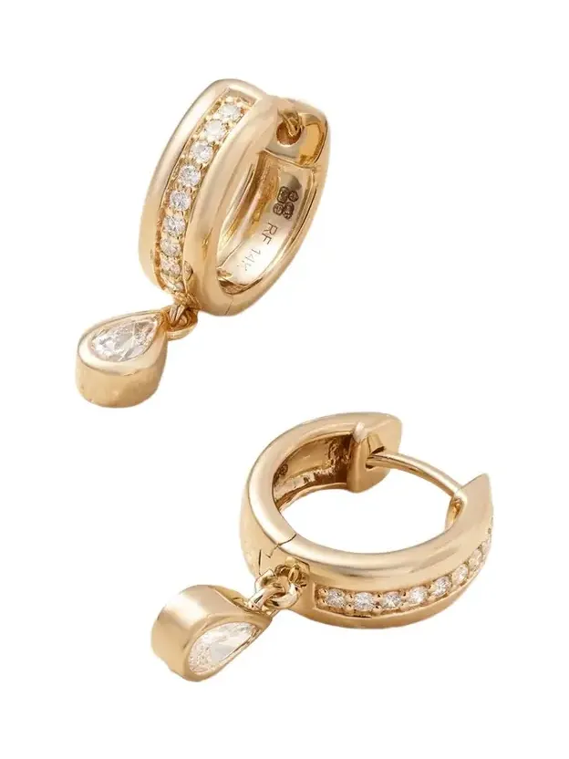 Stripe Drop 14-karat Gold Diamond Hoop Earrings