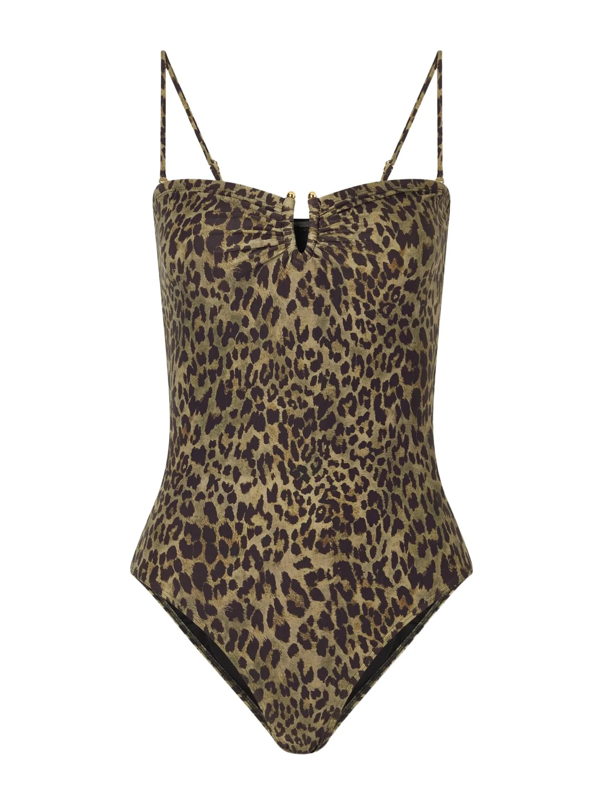 Gathered Embellished Leopard-print Swimsuit