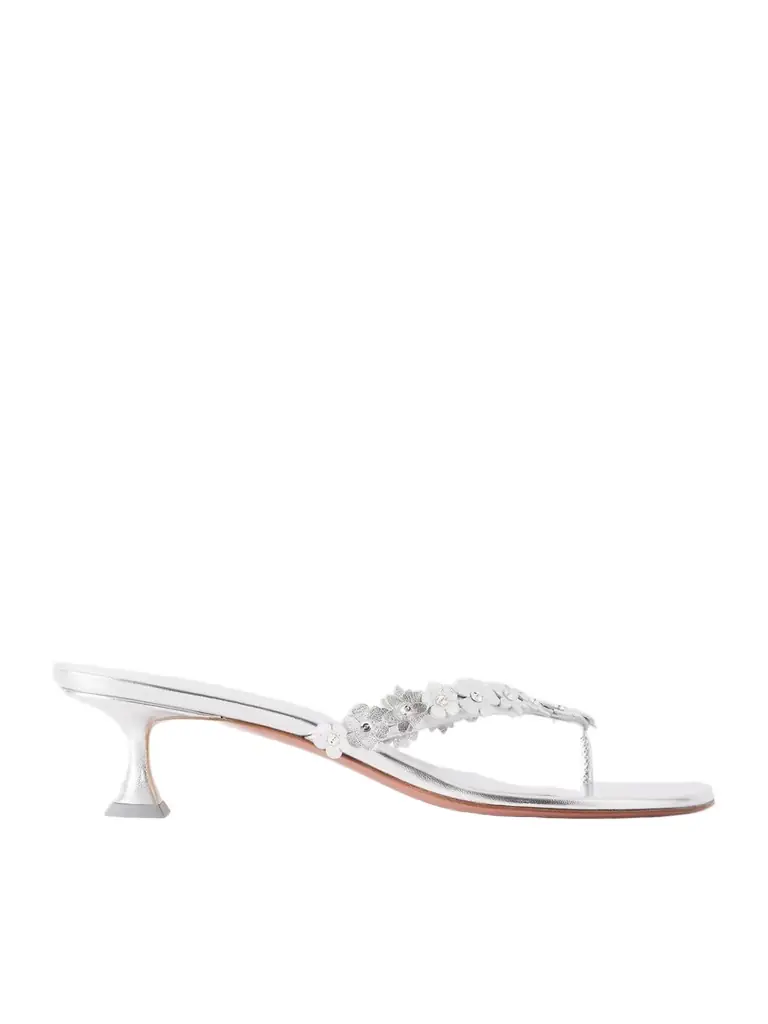 Amina Muaddi Janis 45 Crystal-embellished Leather Thong Sandals | Image 1 Amina Muaddi Janis 45 Crystal-embellished Leather Thong Sandals | Image 1