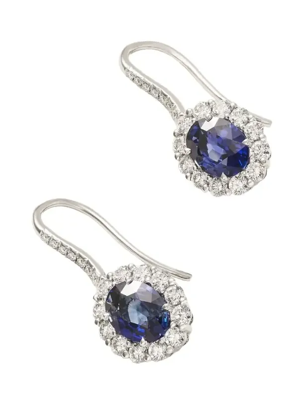 1735 Platinum, Sapphire And Diamond Earrings - Gold