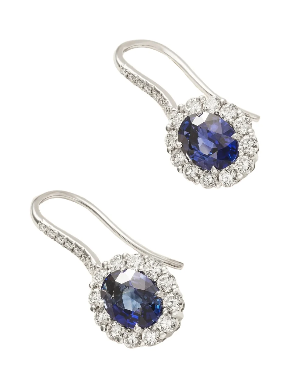 1735 Platinum, Sapphire And Diamond Earrings - Gold