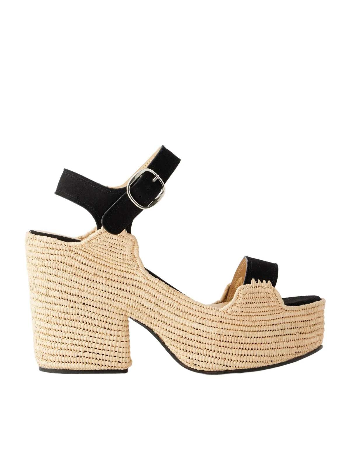 Sardis 100 Raffia-trimmed Suede Sandals
