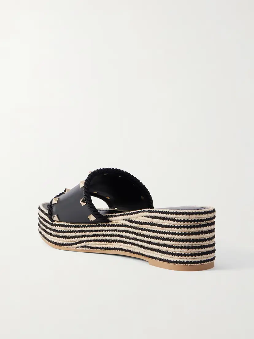 Valentino Garavani Rockstud Leather Platform Espadrille Slides | Thumbnail 3 Valentino Garavani Rockstud Leather Platform Espadrille Slides | Thumbnail 3
